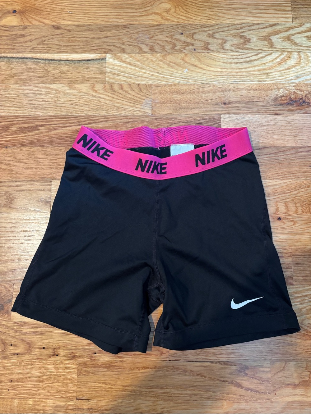 Nike Black Bike Shorts with Pink Branded Waistband